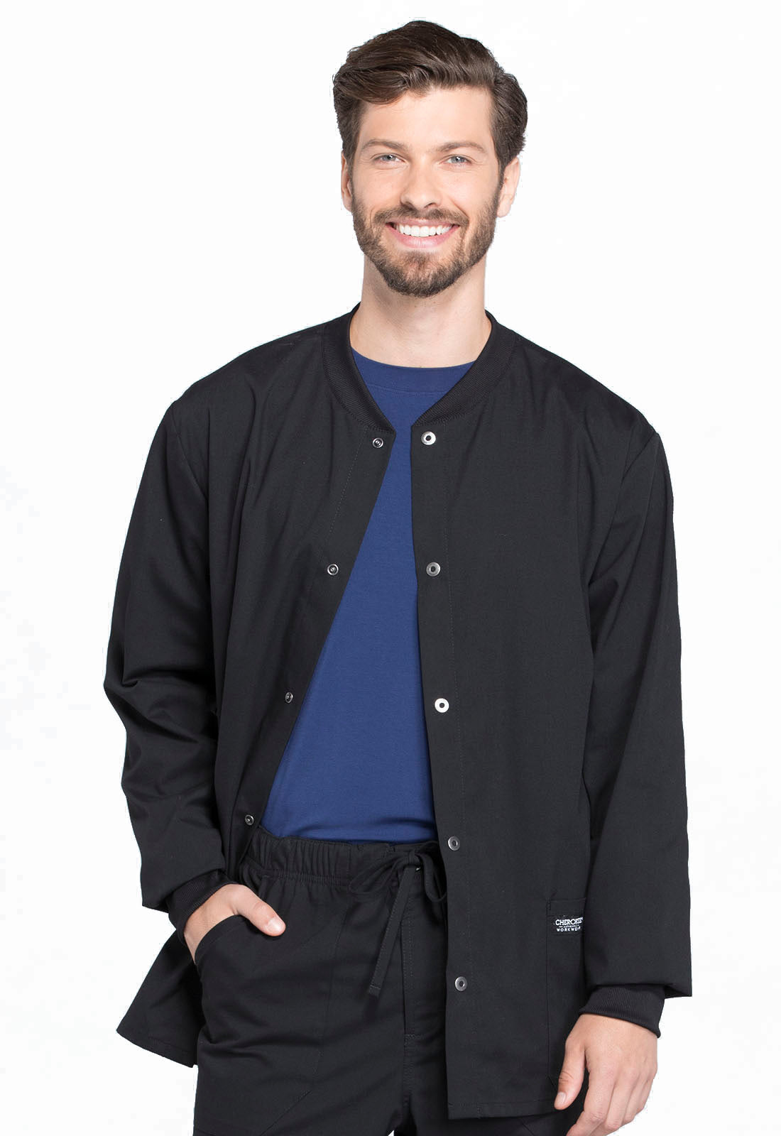 Men's Men's Snap Front Jacket - Black